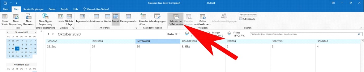 Microsoft Outlook Kalender freigeben 3