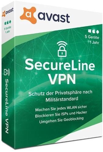 Avast SecureLine VPN, 5 devices, 1-2 years