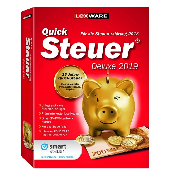 Lexware QuickSteuer Deluxe 2019, für die Steuererklärung 2018, Download